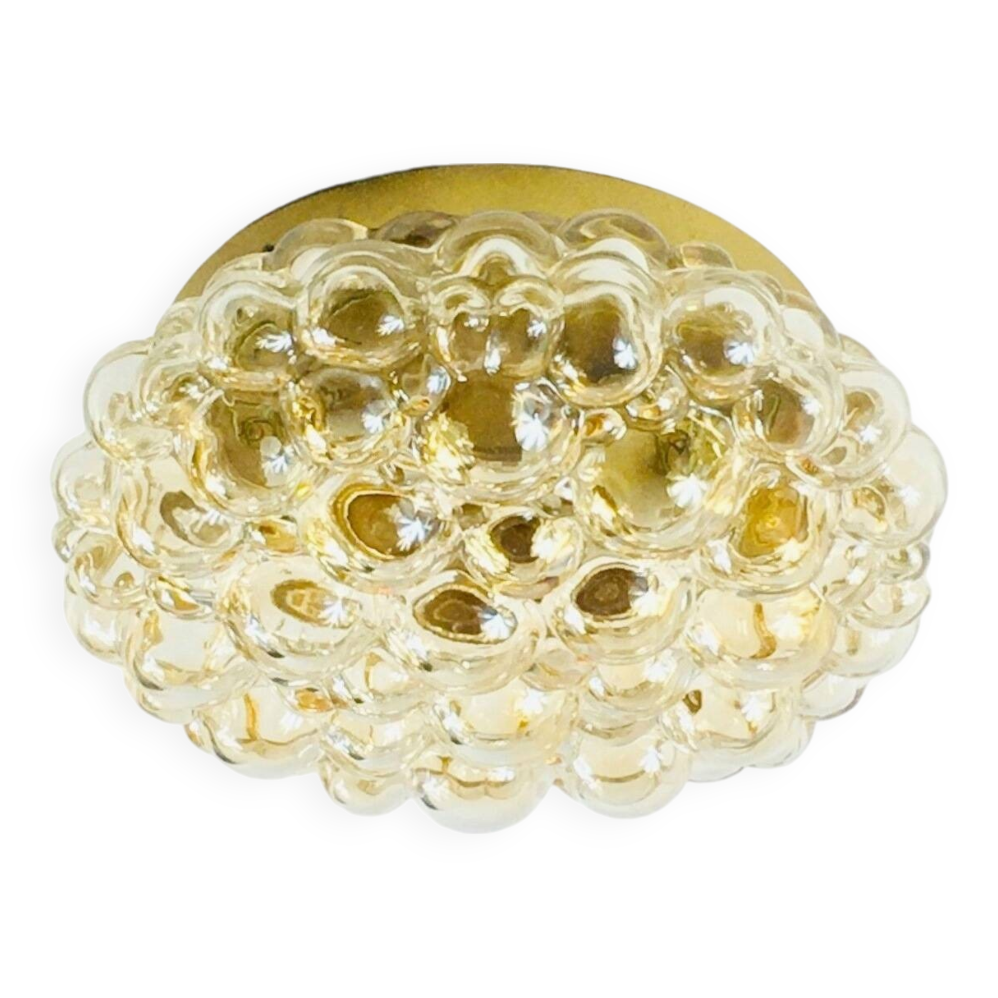 Large Amber Bubble Glass Ceiling Light by Helena Tynell for Limburg, Germany, 1960s