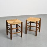 Pair of Bauche stools by Charlotte Perriand, Maison Sentou, circa 1950