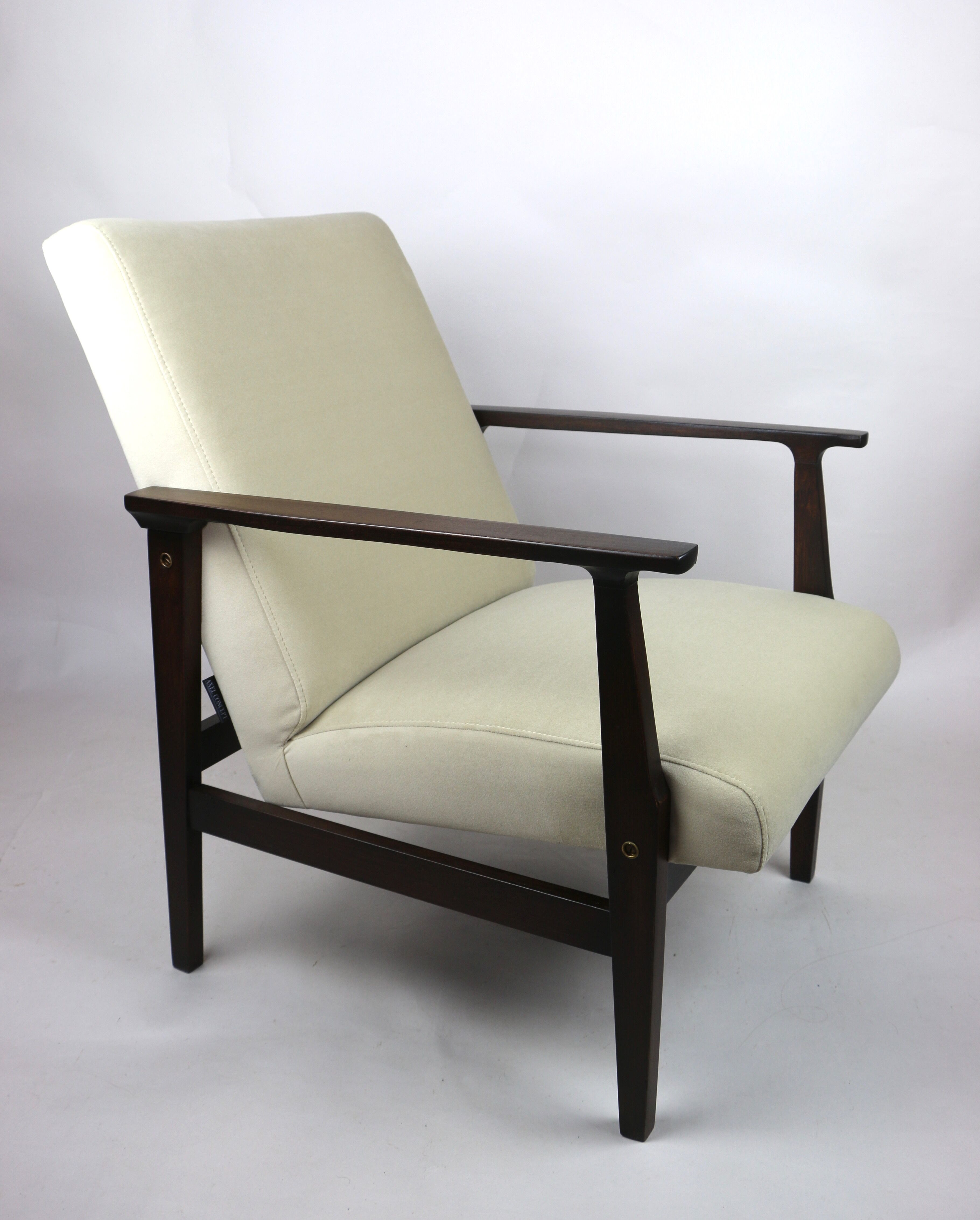 Fauteuil beige velvet années 1970