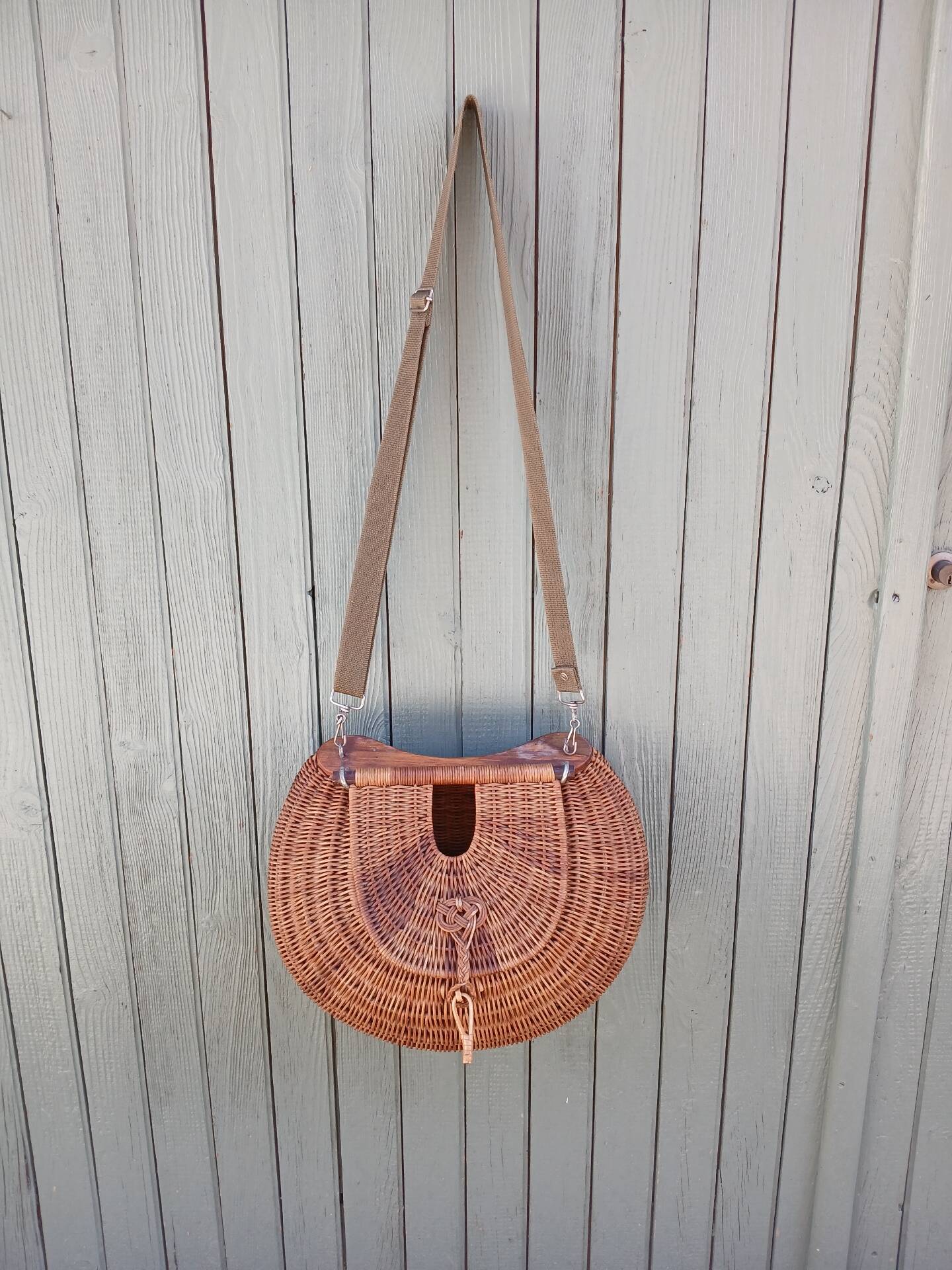 Large handmade wicker fishing basket