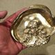 Old empty bronze cup pocket with D'artagnan musketeer decoration 12.9 x 11.1 cm