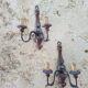 Pair of wooden and metal wall light
