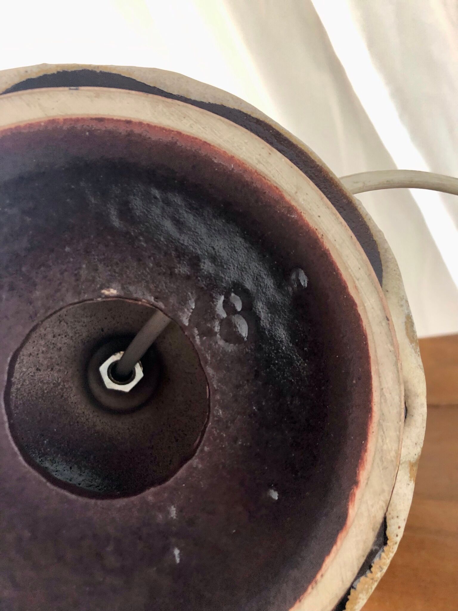 West Germany ceramic lamp and pleated lampshade