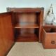 Small vintage Roche Bobois piece of furniture in Asian-style wood.