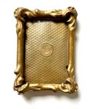 Cadre antique en bois doré art nouveau 11,5 cm x 8,5 cm verre convexe