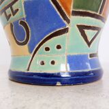 Paire de grands vases en céramique émaillée polychrome du milieu du siècle dernier