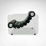 Hyaline leather and glass armchair by Fabio Lenci for Comfortline Italy 196.