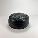 Vintage leather patchwork pouf, 1970