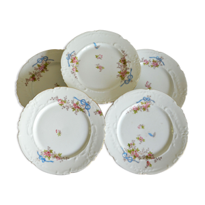 5 assiettes plates porcelaine - limoges