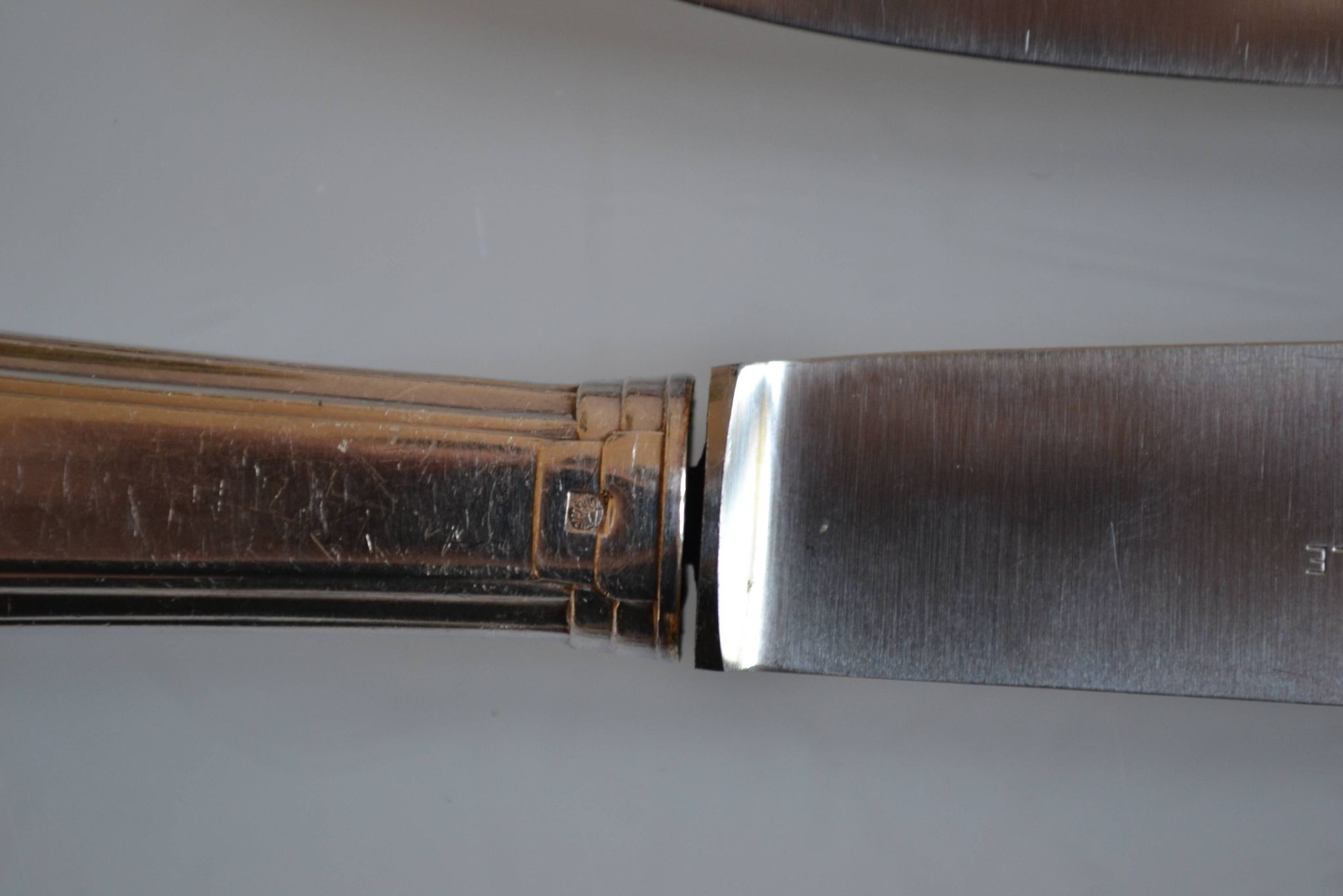 12 art deco table knives silver metal 25 cm monogram AR