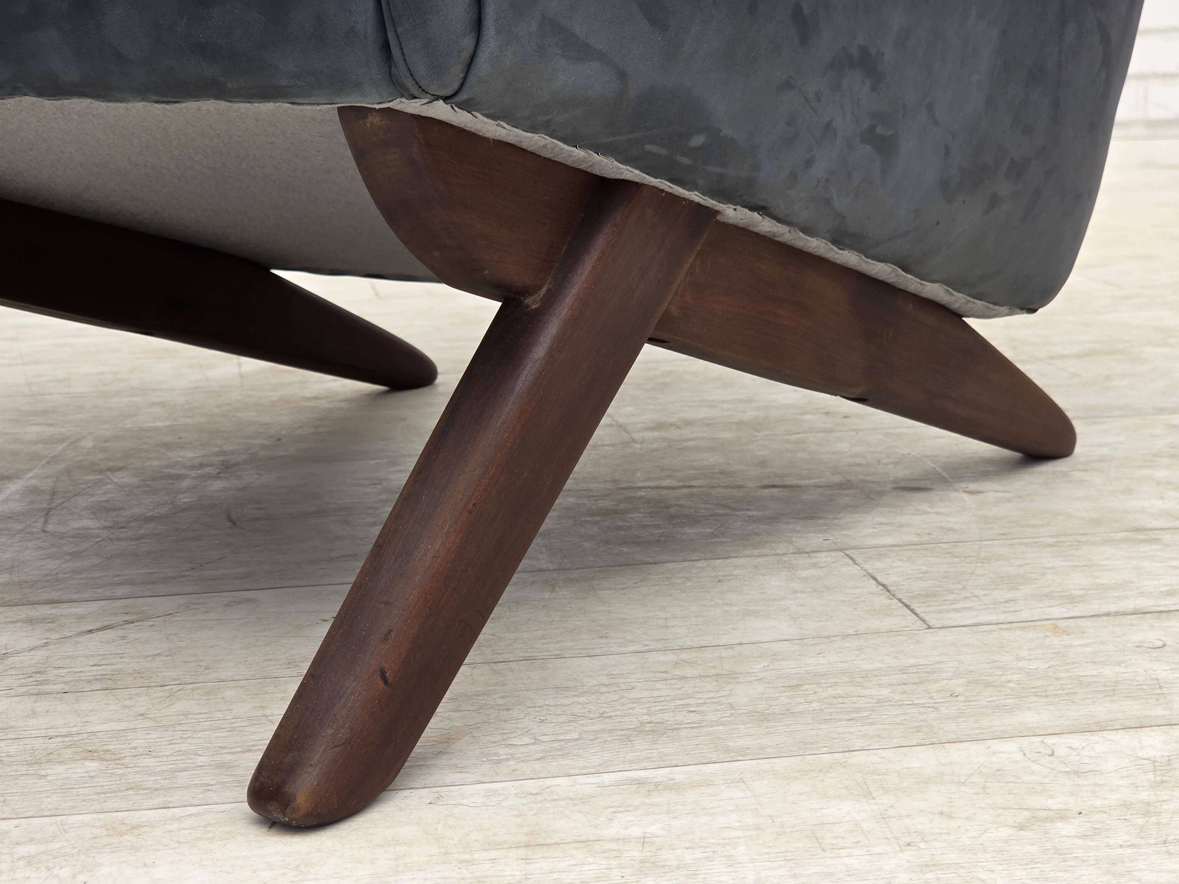 1970s, Danish design by Illum Wikkelsø, reupholstered armchair, leather.