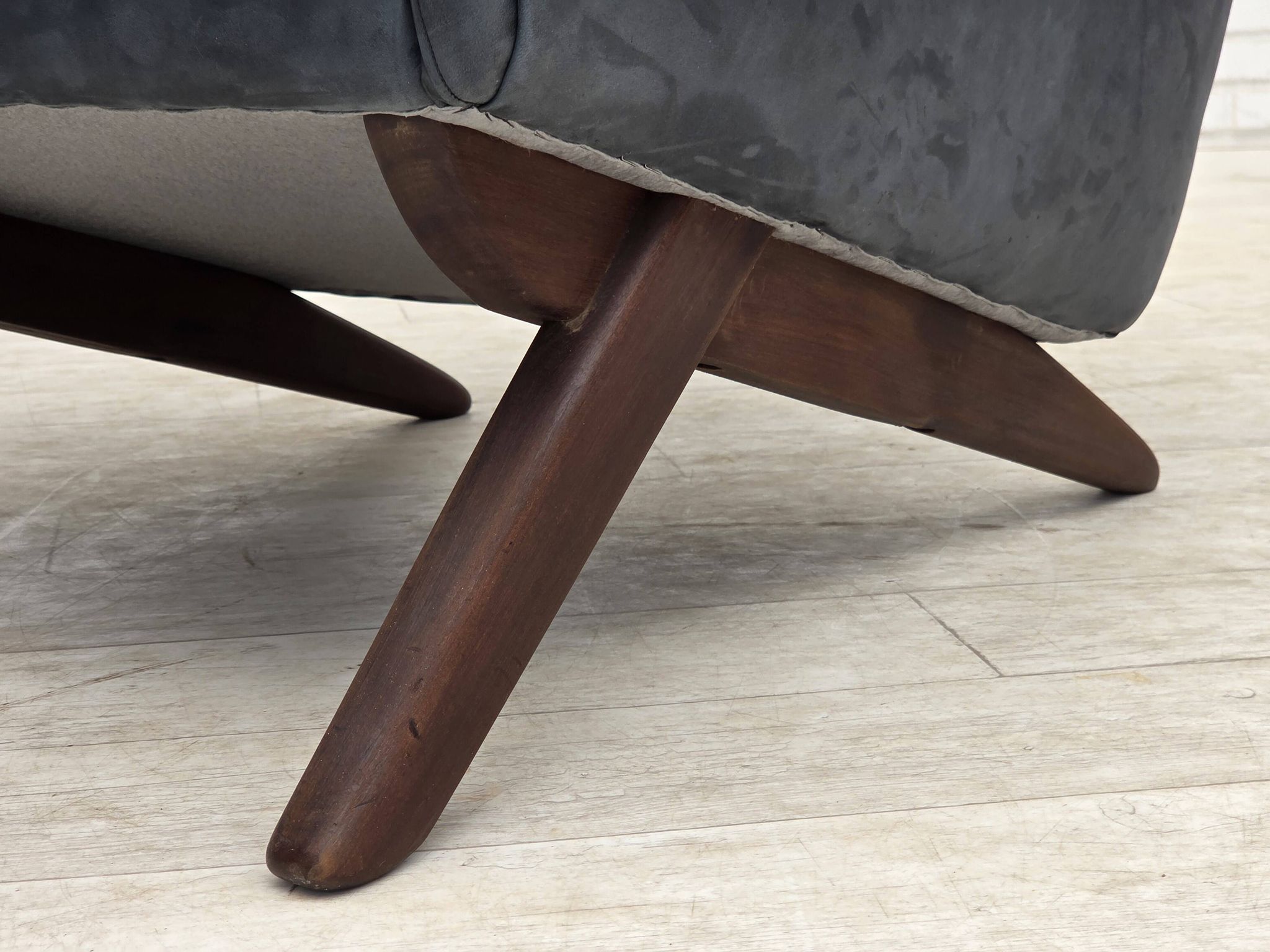 1970s, Danish design by Illum Wikkelsø, reupholstered armchair, leather.