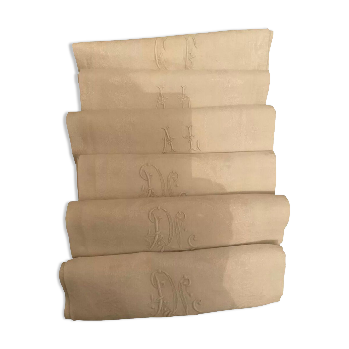 6 damask towels silk linen