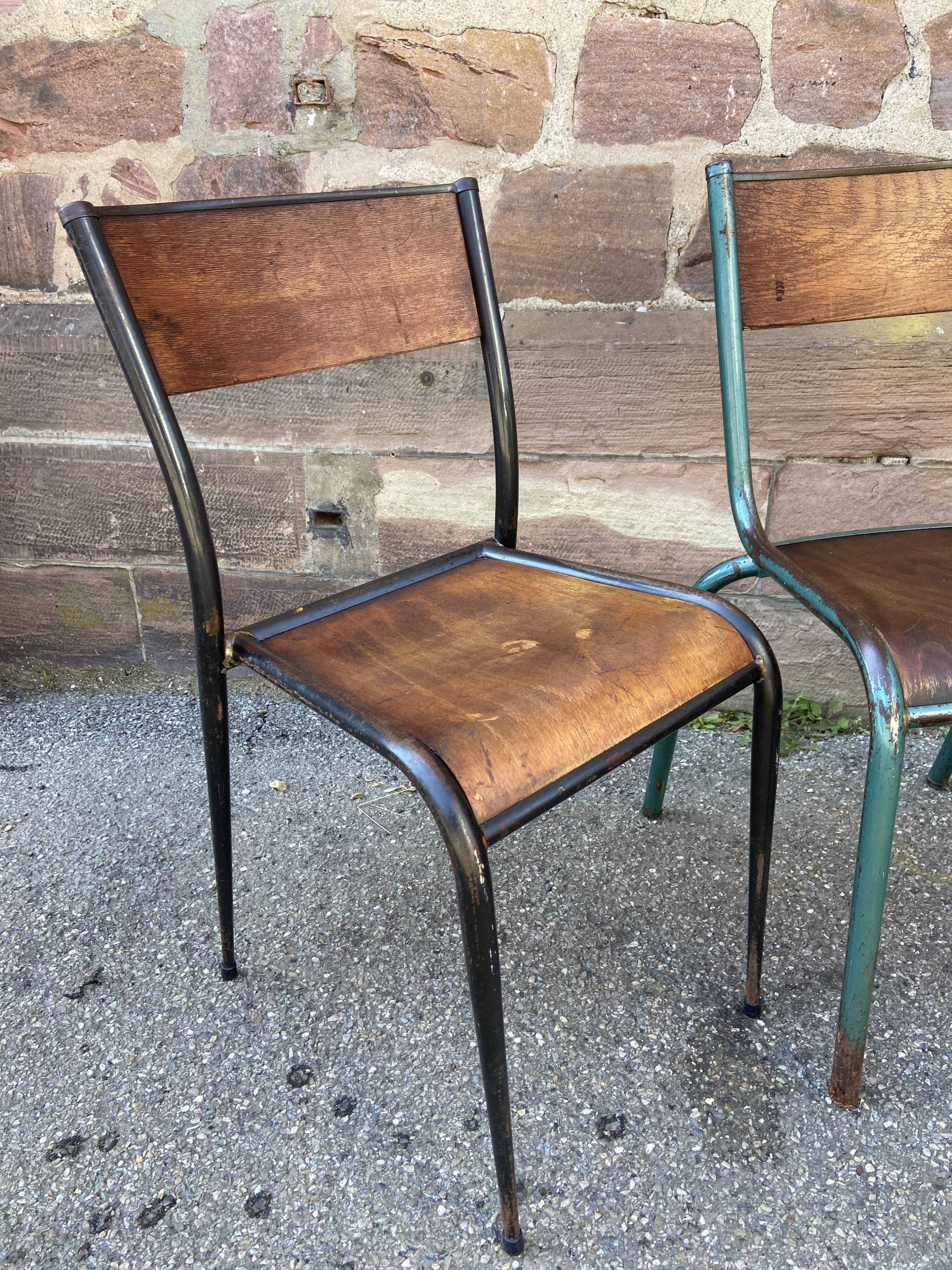6 chaises école dépareillées industrielle école vintage collectivités Mullca
