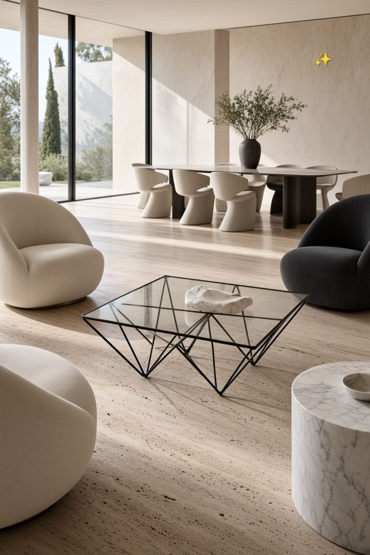 Table basse en métal et en verre, 1980