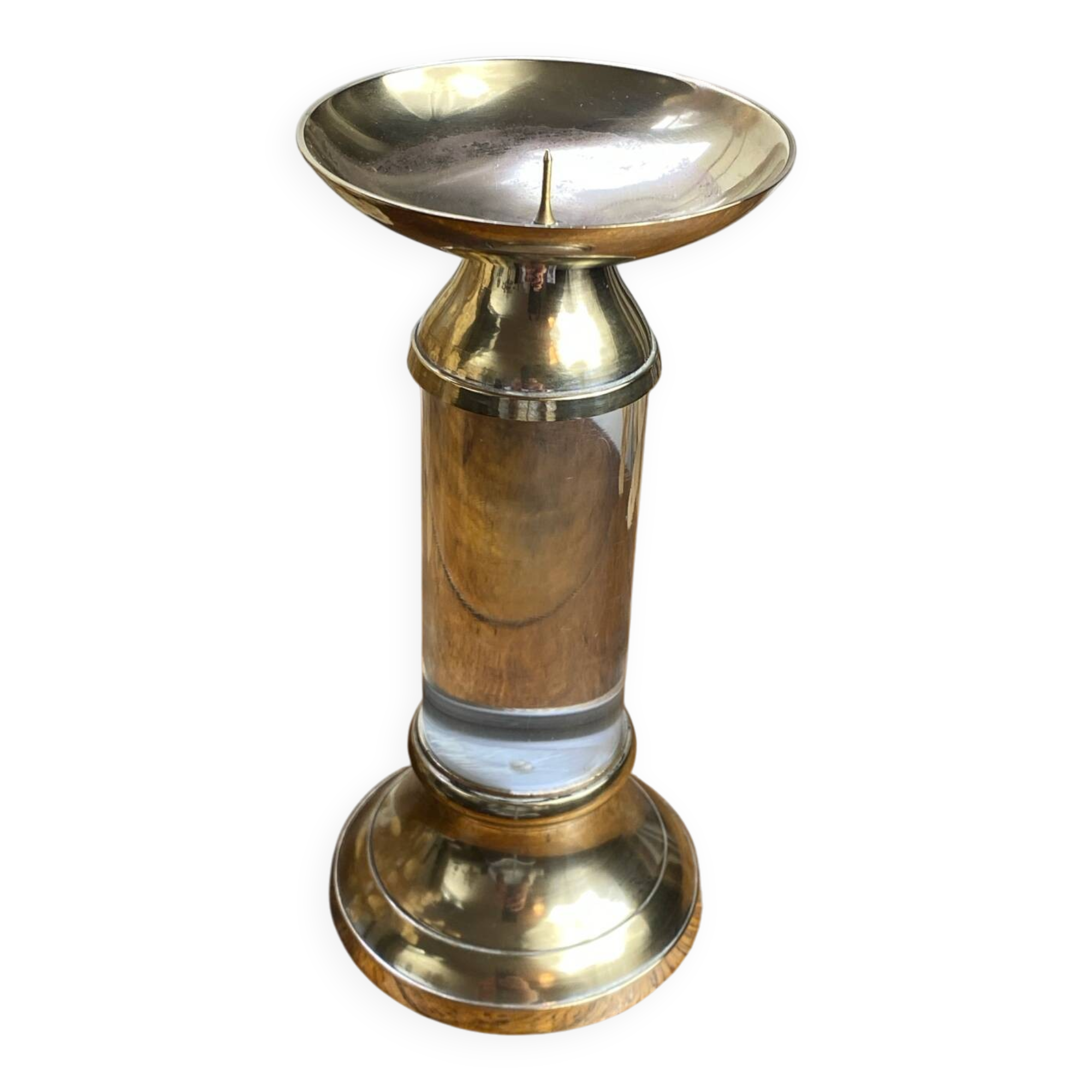Lucite and brass candlestick, 1960s/70s