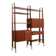 Mid century modular teak bookcase with bar unit, Italy 1950s