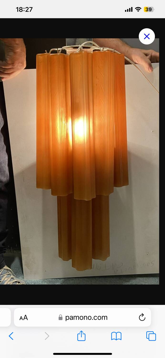 Grandes Appliques en Verre Couleur Terre Cuite Lot de 2