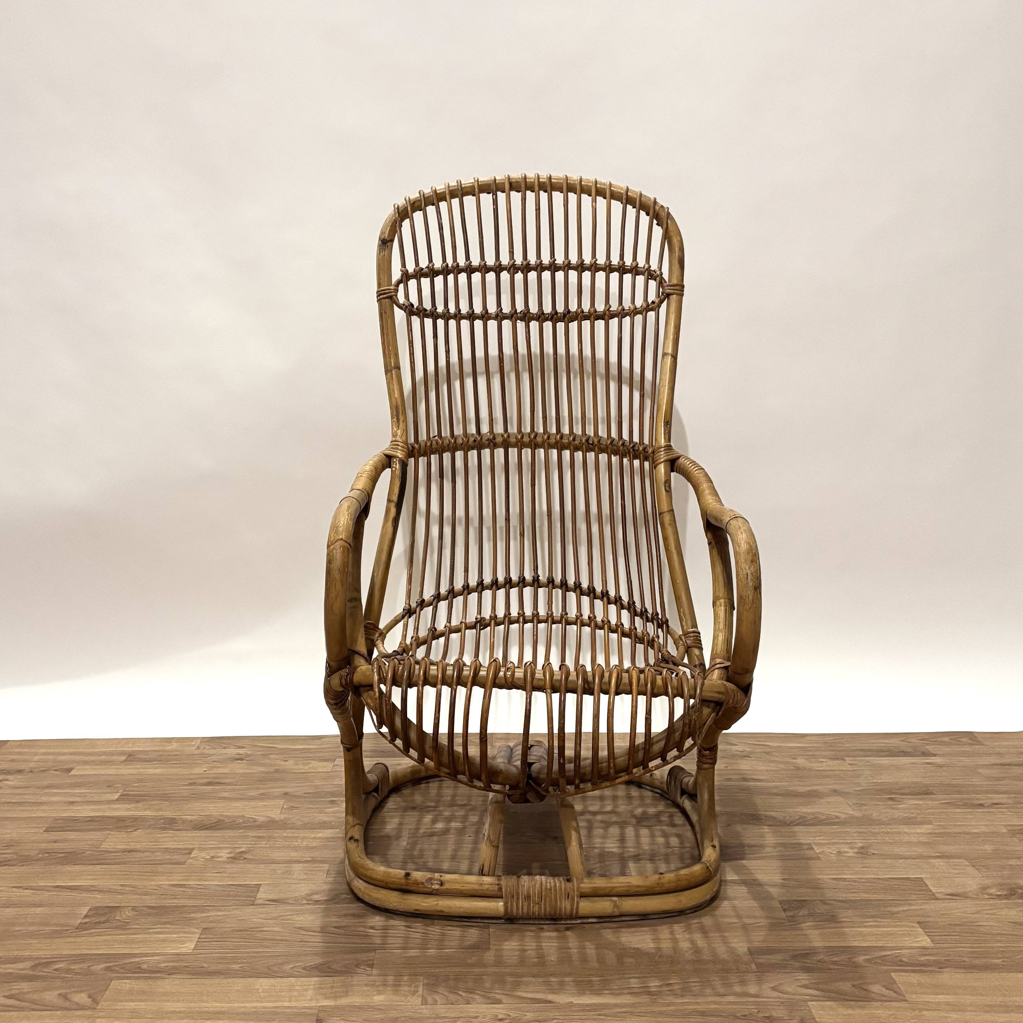 Fauteuil en rotin années 60