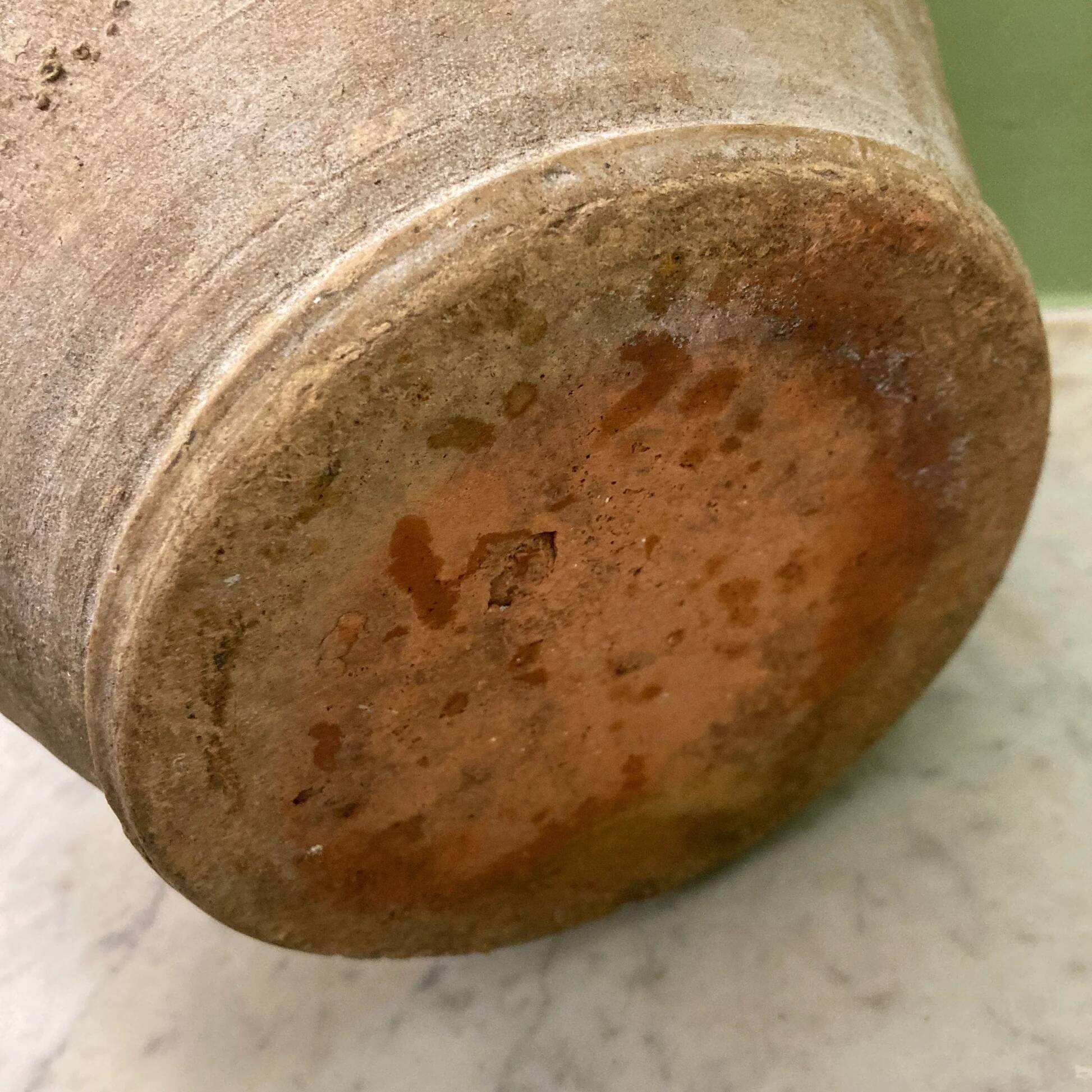 19th-century confit pot. Glazed yellow terracotta pottery.