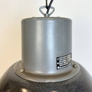 Large Dark Grey Enamel Industrial Factory Lamp from Elektrosvit, 1960s