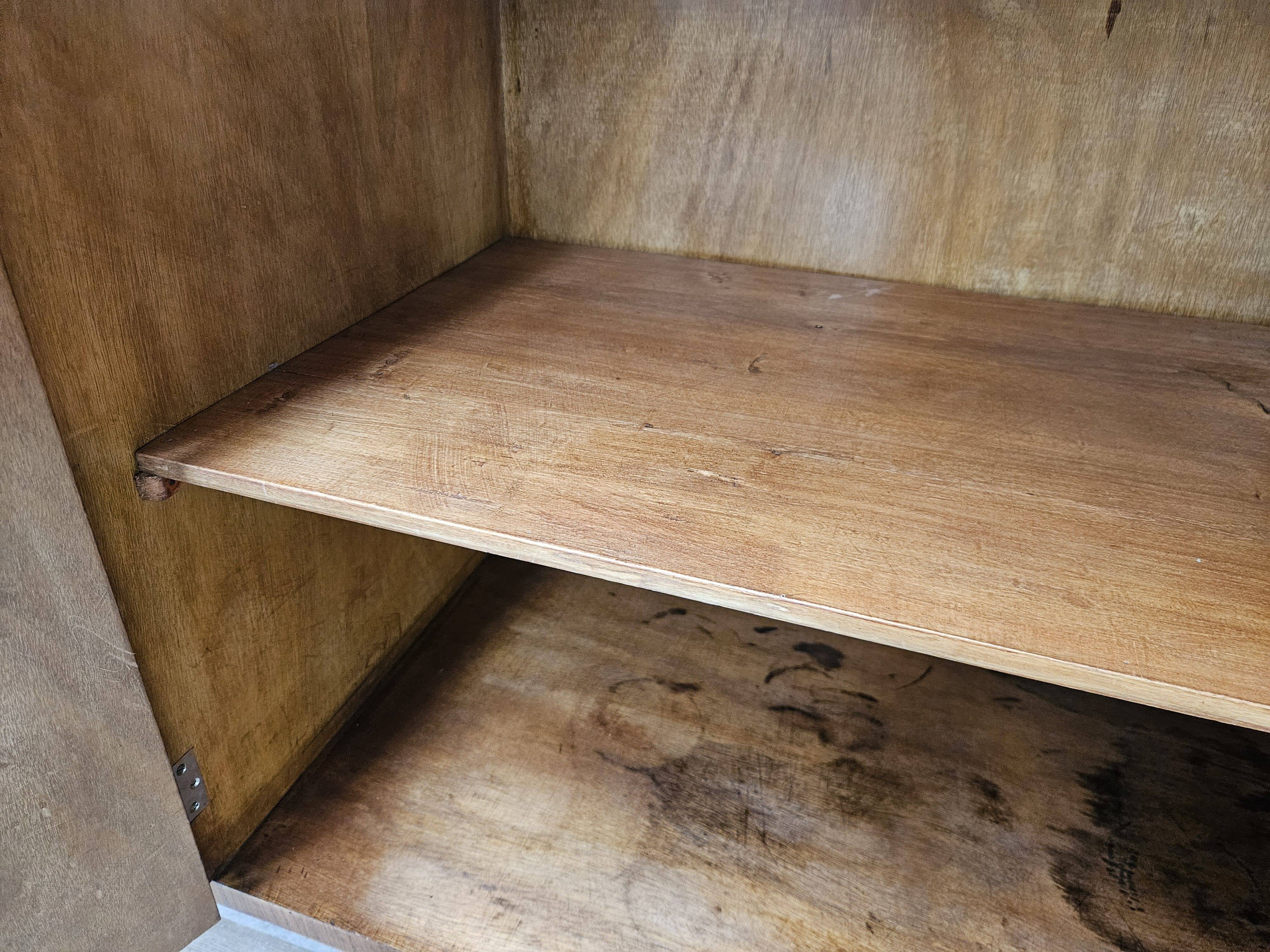 Art Deco sideboard in root walnut and fog with an aluminium base, 1940.