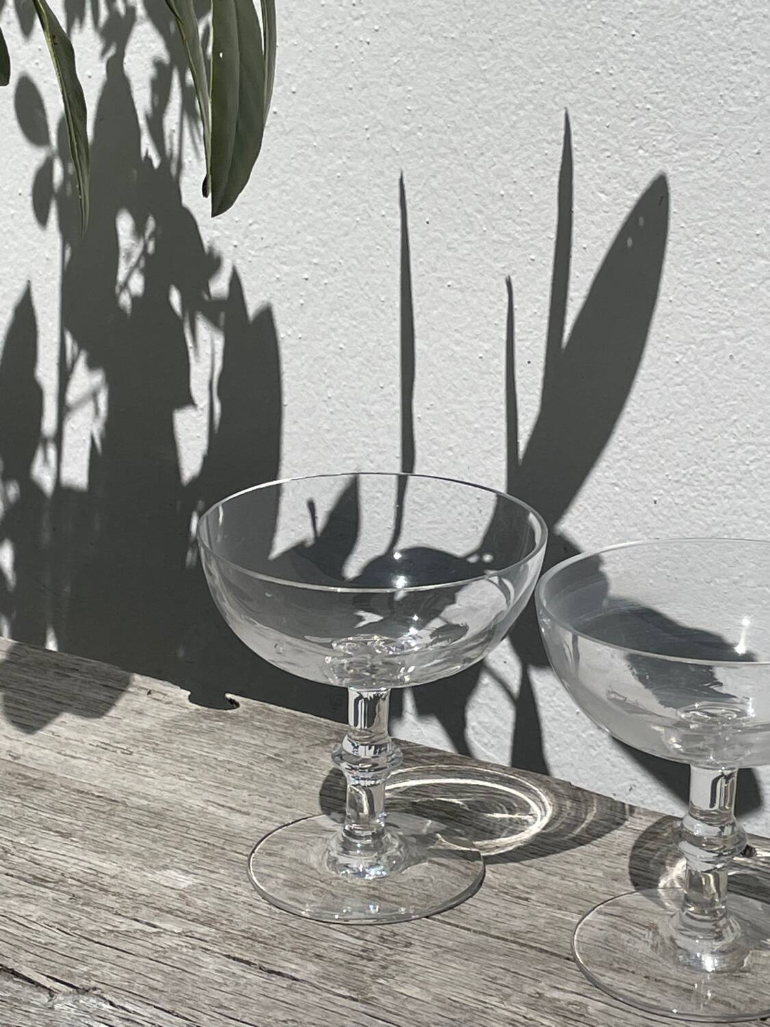 8 antique blown glass cocktail glasses