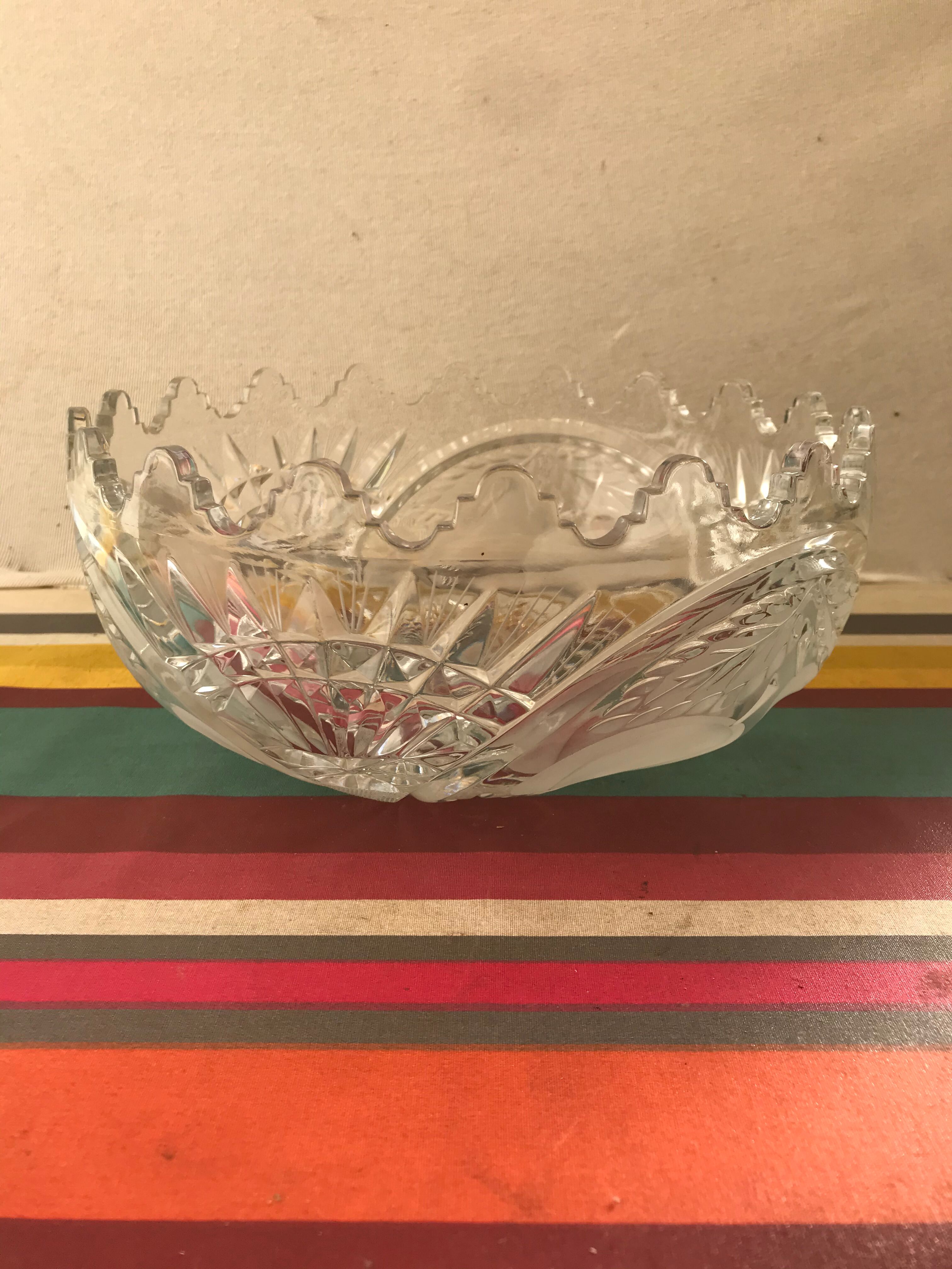 Ancien coupe centre de table cristal taillé