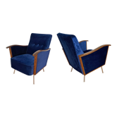 Restored Bauhaus Tubular Armchair Pair From 60's / Set Of 2 / Renovated / Chair / Furniture / Velvet