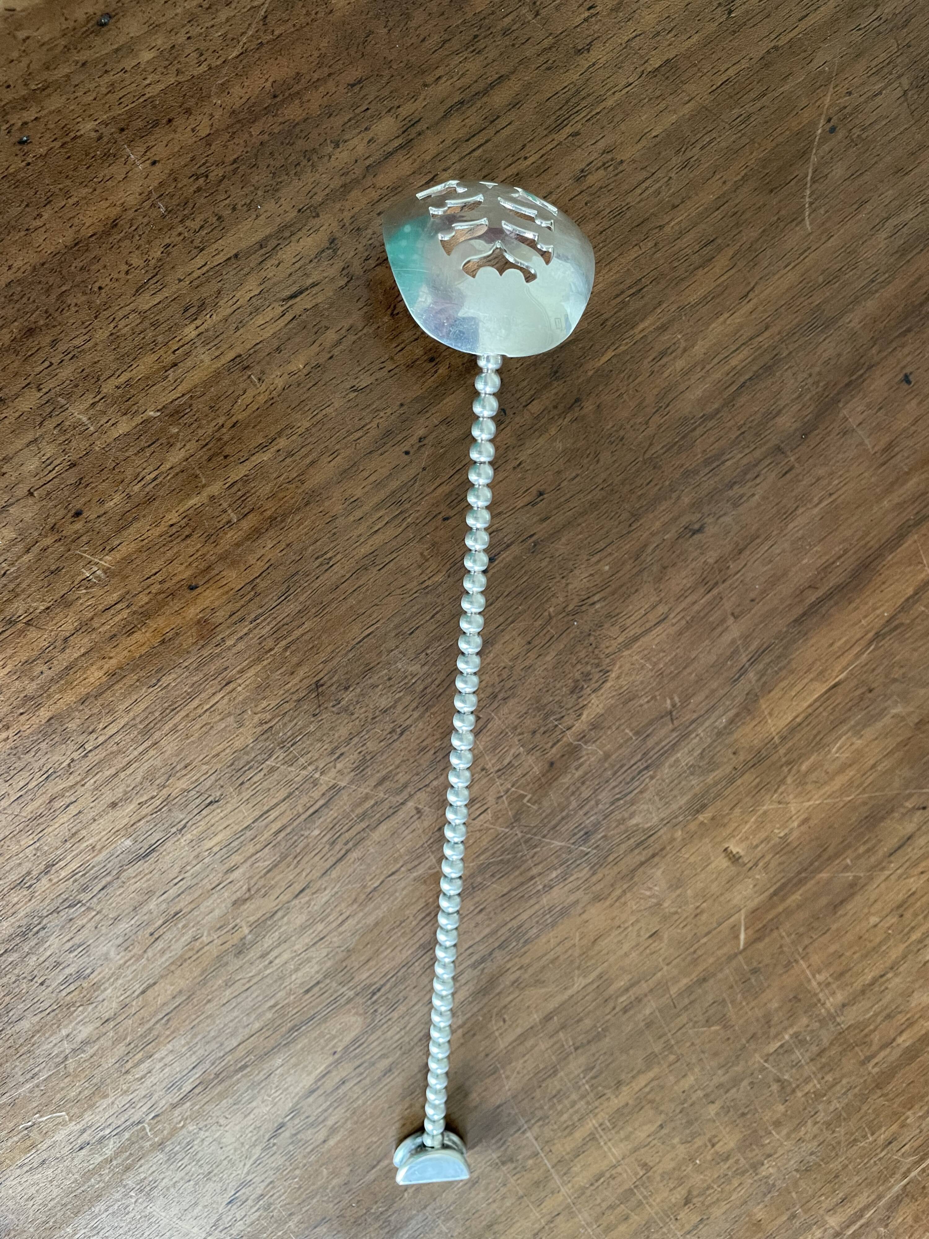 Silver metal spoon Vintage Art Deco