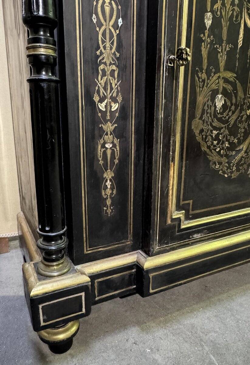 "Boulle" furniture with a support height in gilded brass marquetry from the Napoleonic era.