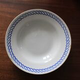 Deep plate with royal blue geometric pattern marked on the back FB 45.