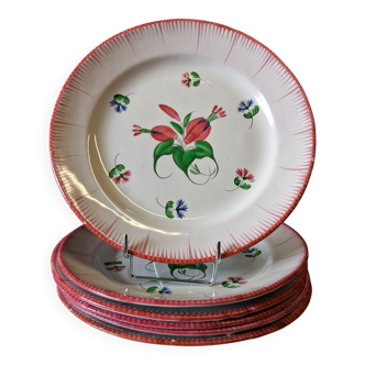 6 antique flat plates in earthenware in good condition.