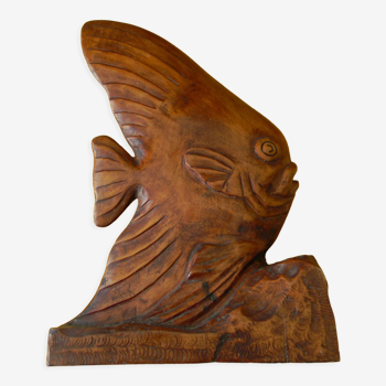 Wooden sculpture representing a langeac fish