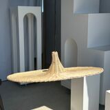 Large suspension, rattan luminaire in hat shape D:80cm