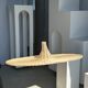 Large suspension, rattan luminaire in hat shape D:80cm