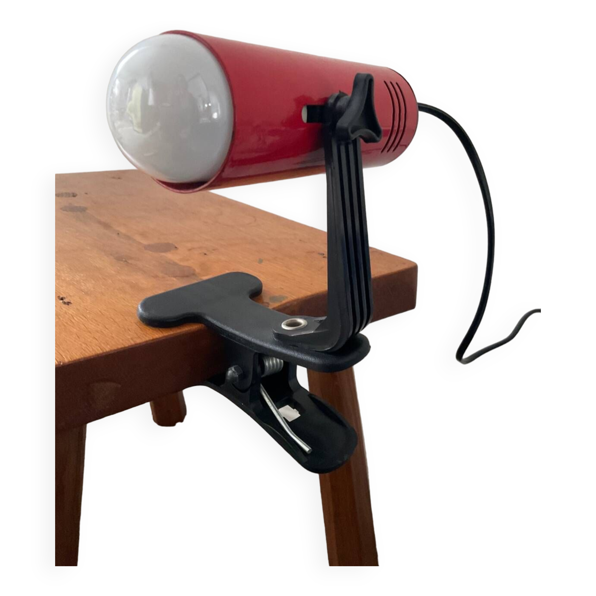 Vintage red metal clip lamp