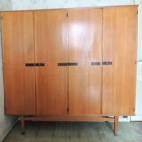 Vintage wardrobe signed Magnani Master cabinetmaker in teak and mahogany
