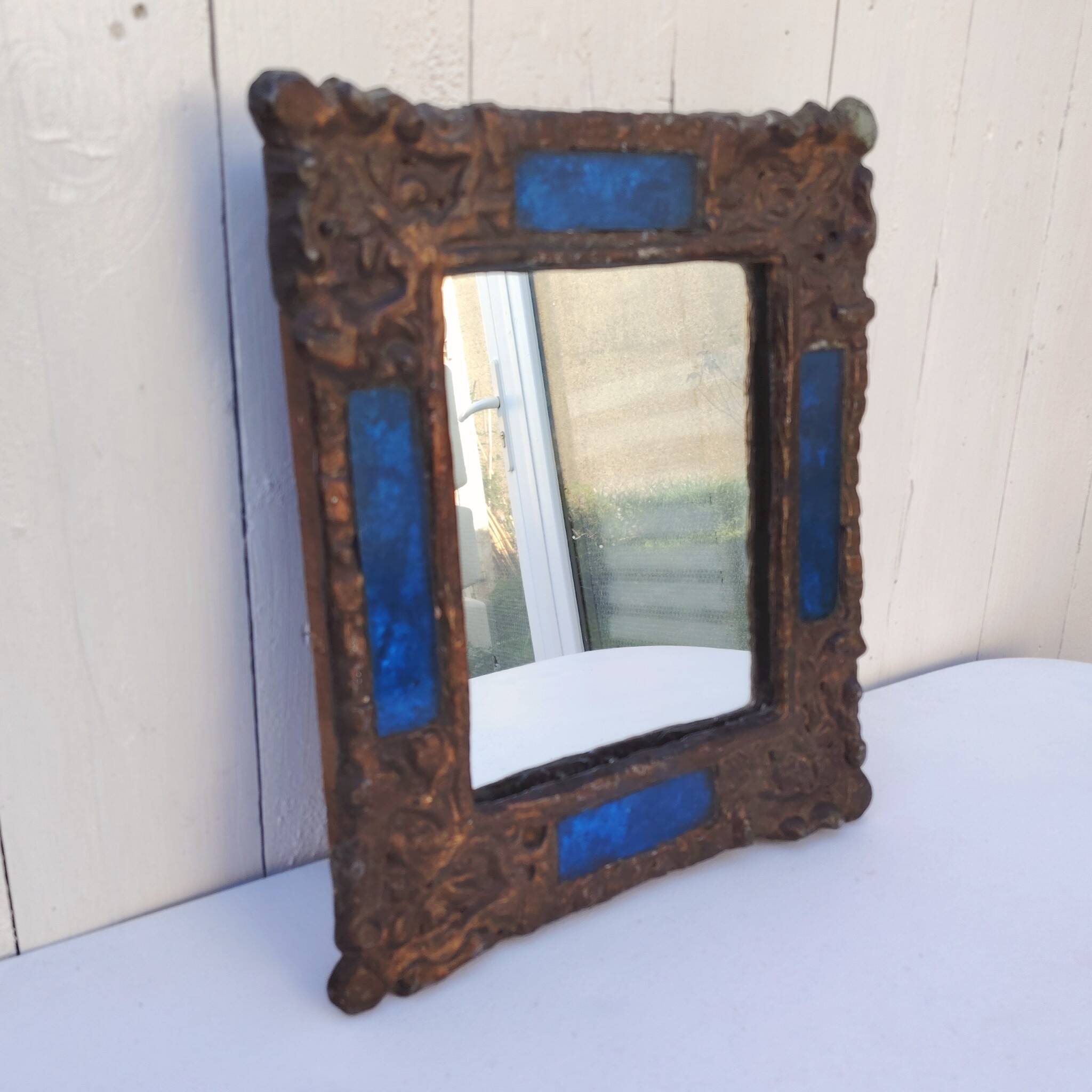 Lead mirror by Irena Jaworska, 1960s-70s