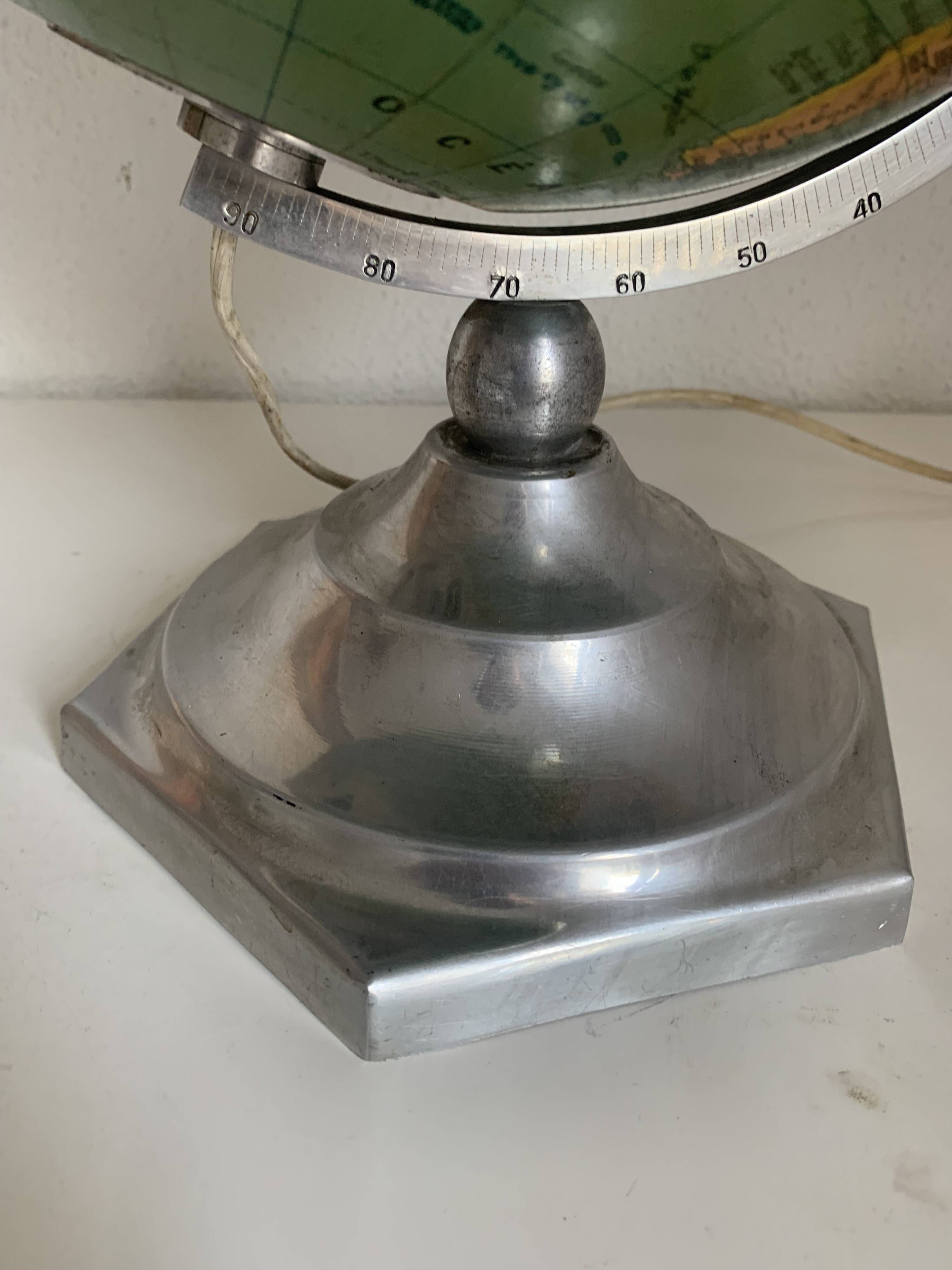 Globe terrestre J.Forest verre vintage 1950 mappemonde - 37 cm