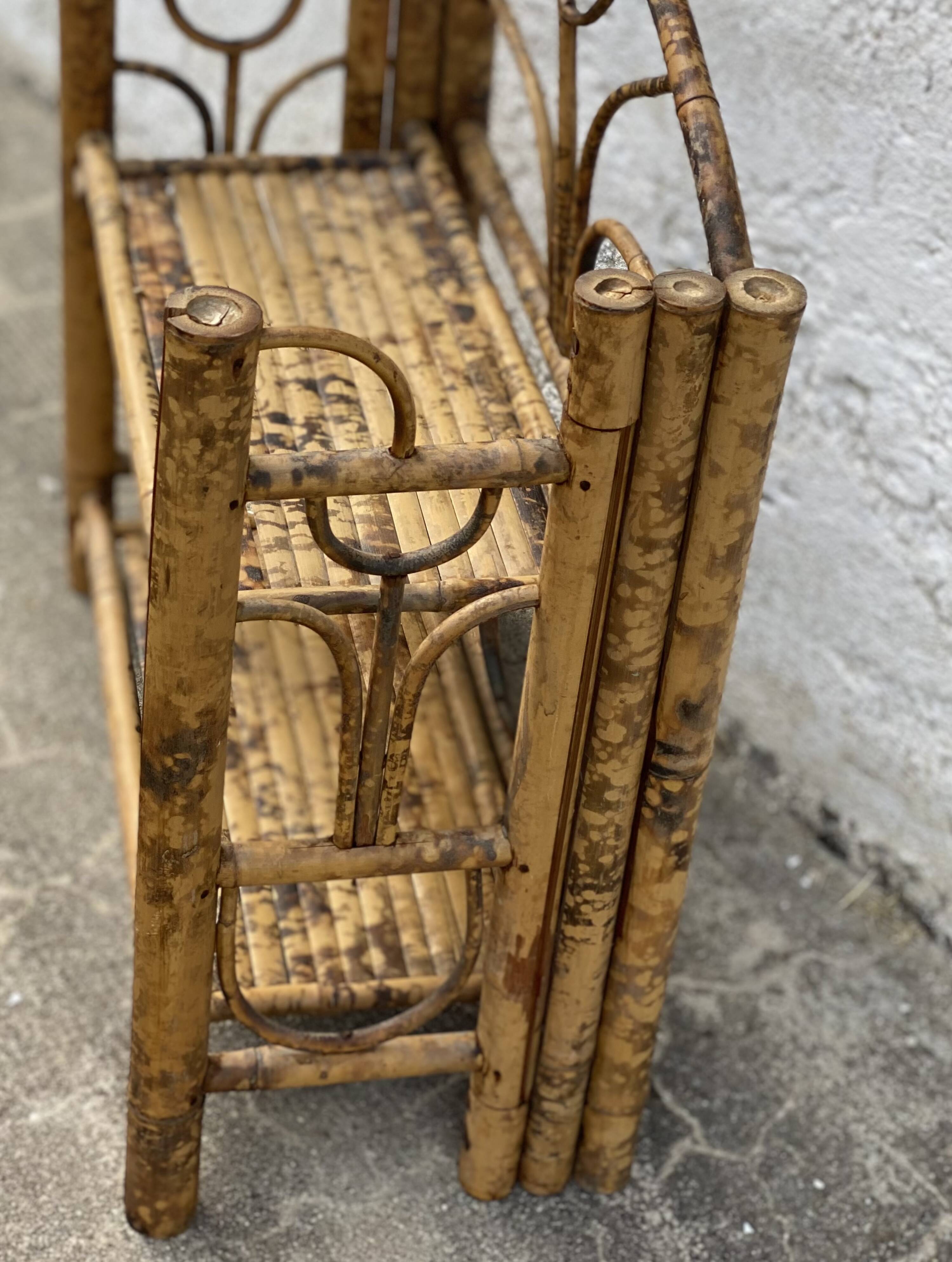 Vintage rattan shelf 1970-80