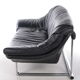 Italian Black leather Postmodern 2 seater sofa, 1970s
