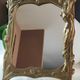 Brass table mirror, art nouveau, lady figurine/foliage, wheat ears