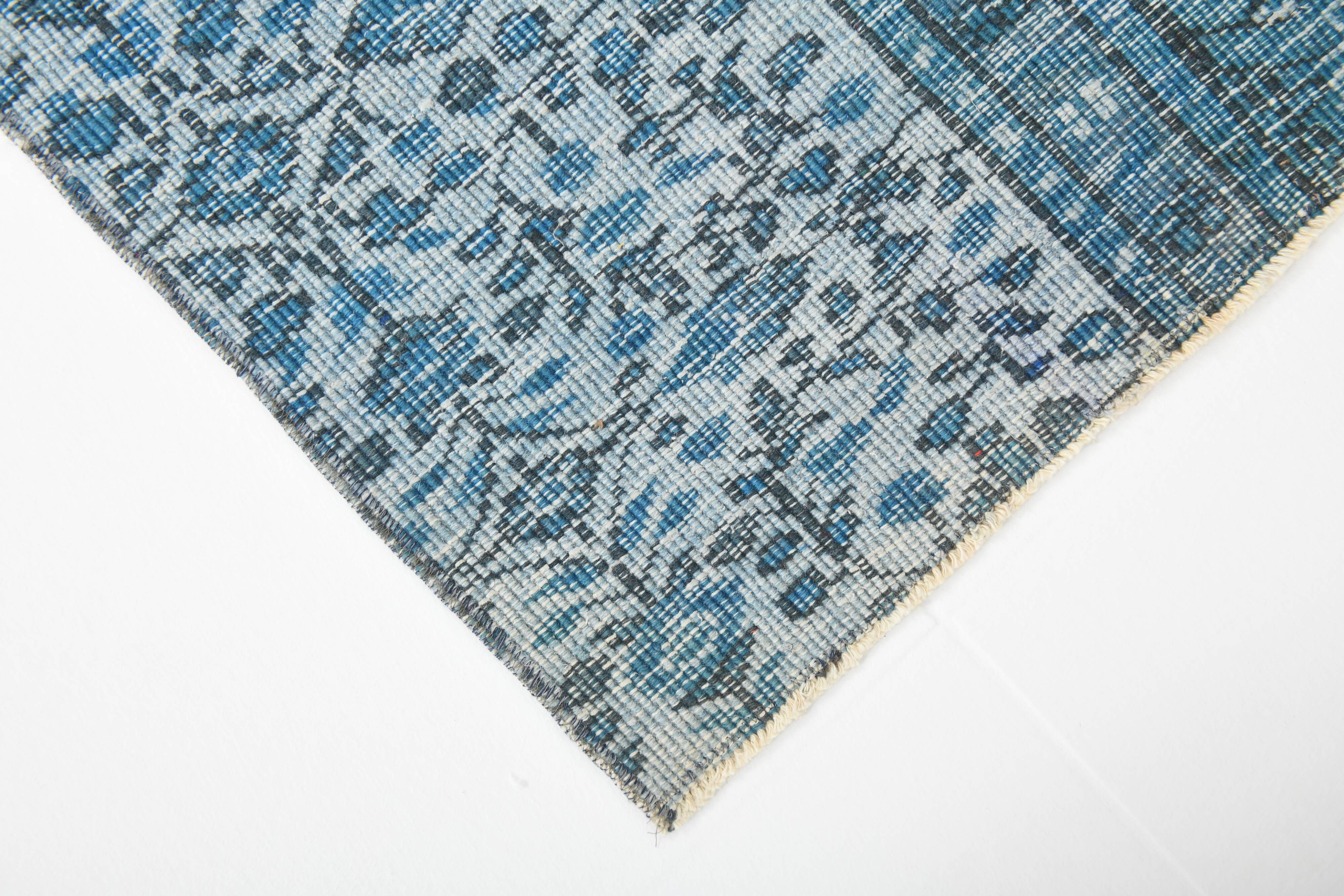 2x5 Blue Small Size Vintage Runner Rug, 61x134Cm