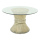 Bamboo and Glass Round Dining Table Attributed to McGuire, USA 1970s