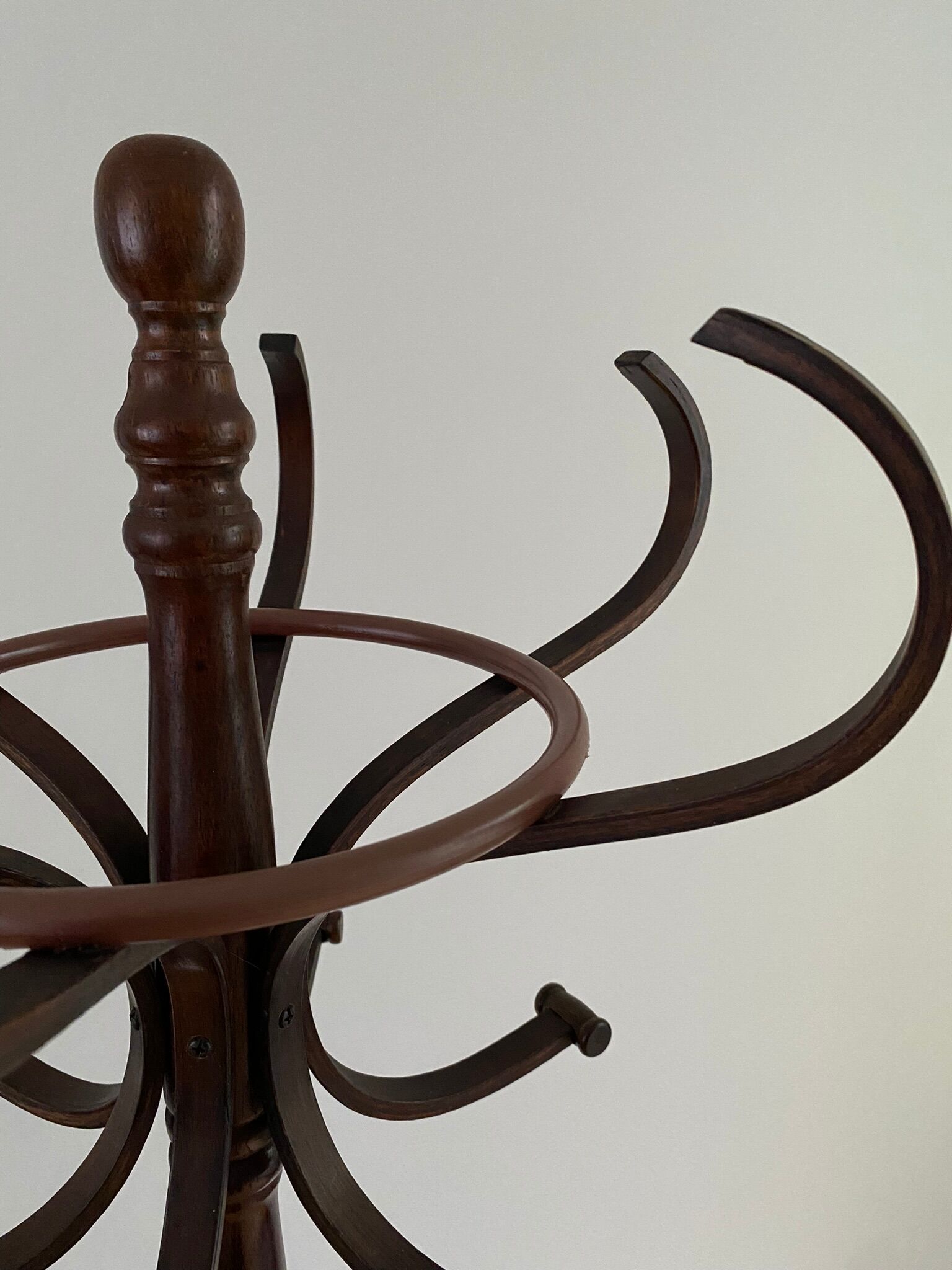 Vintage curved wooden parrot coat rack