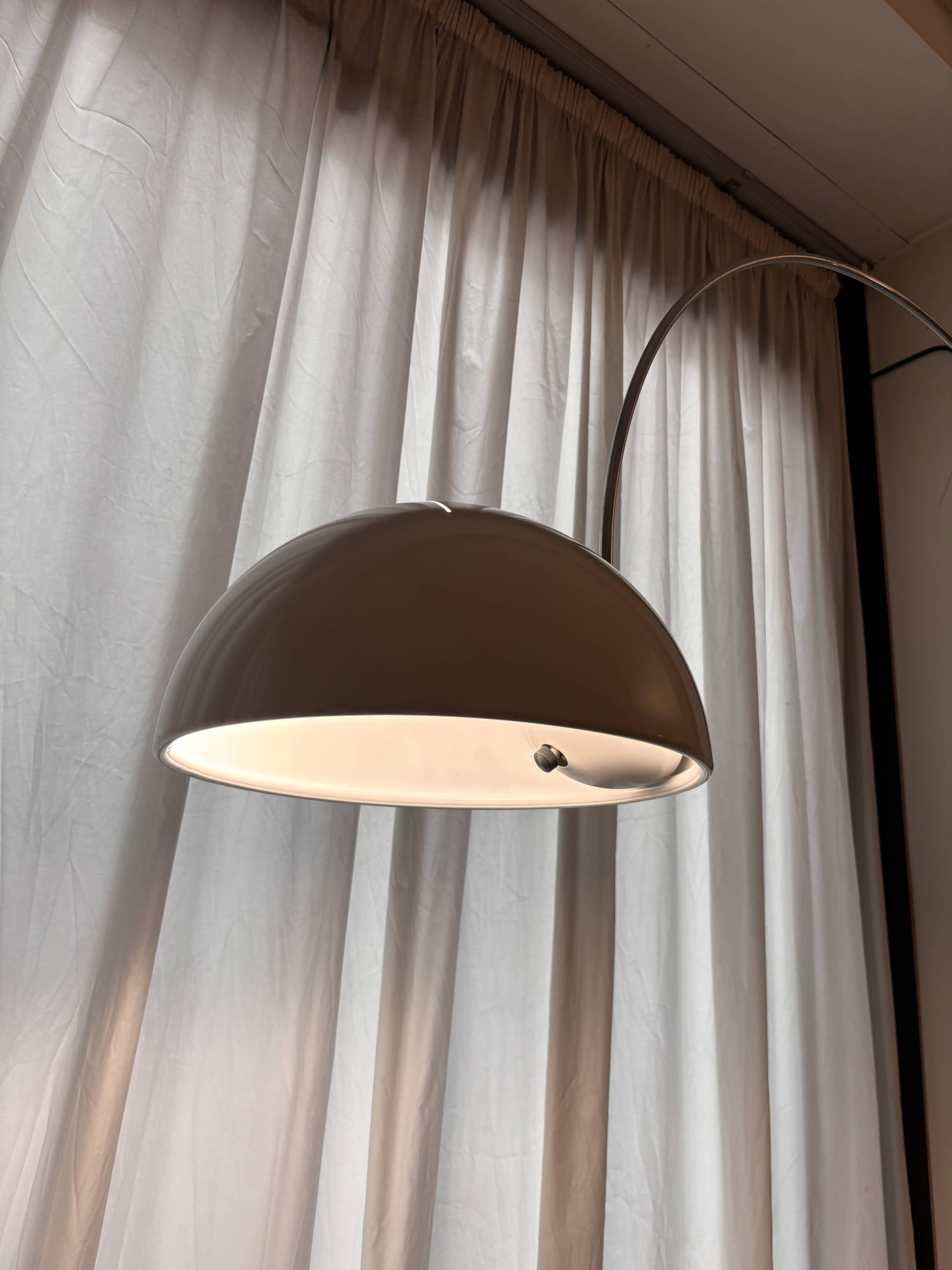 Arco Cut Floor Lamp Joe Colombo for Oluce White Chrome Vintage Design