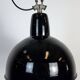 Industrial Black Enamel Factory Lamp with Cast Iron Top, 1950s