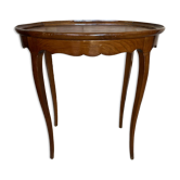 Antique Oval Cocktail Table Guéridon LOUIS XV Wooden Curved Legs Vintage