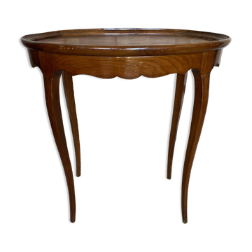 Antique Oval Cocktail Table Guéridon LOUIS XV Wooden Curved Legs Vintage